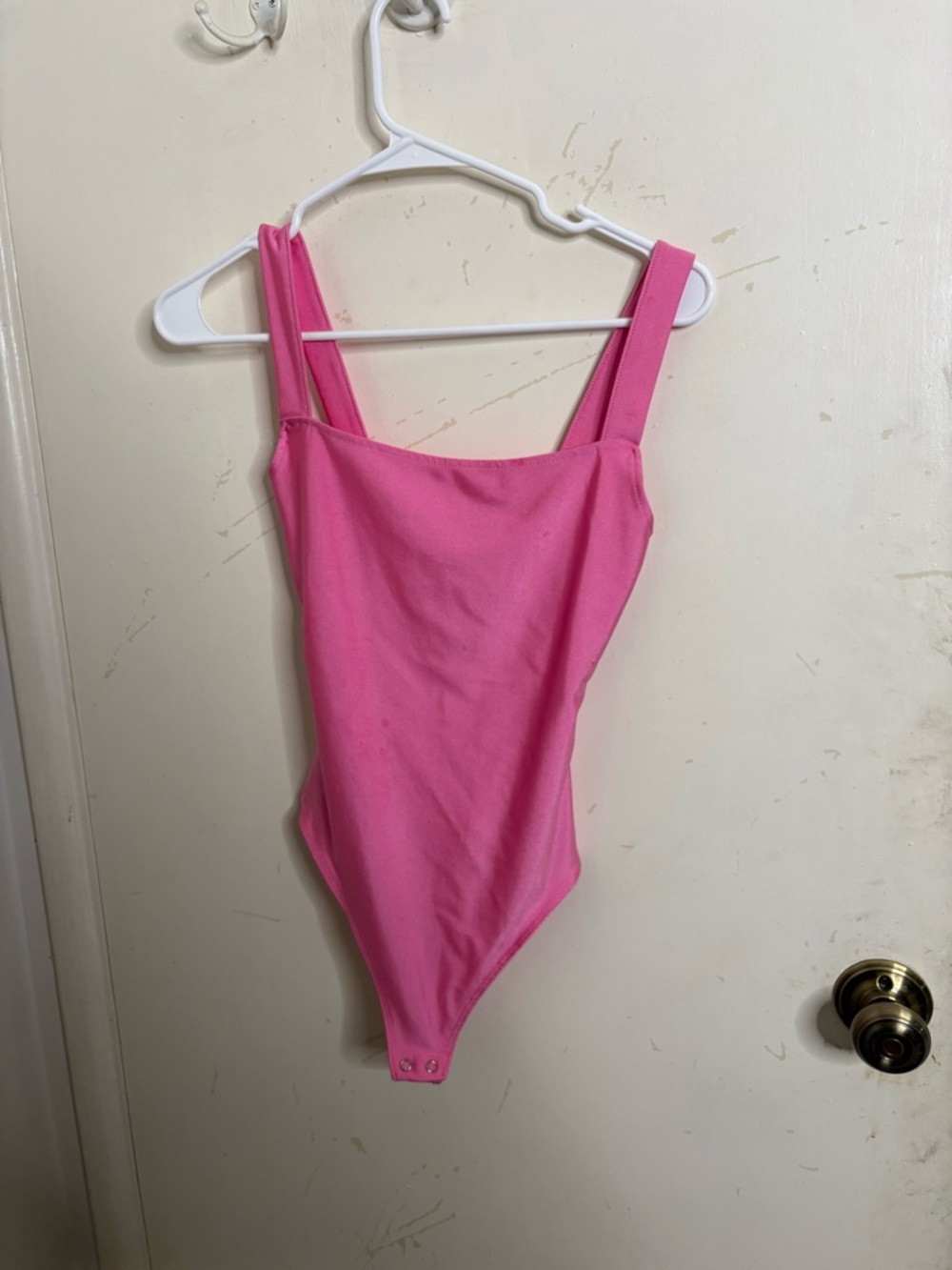 Good American Barbie Pink Square Neck Bodysuit